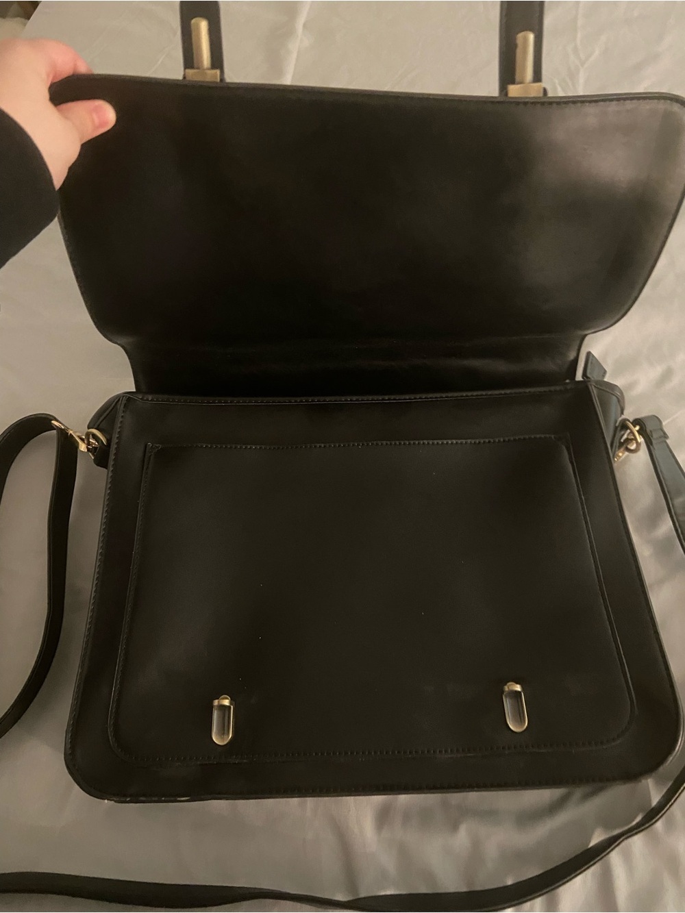 Ecosusi Black Laser-Cut Satchel Crossbody Messenger Bag Purse - Picture 4 of 8